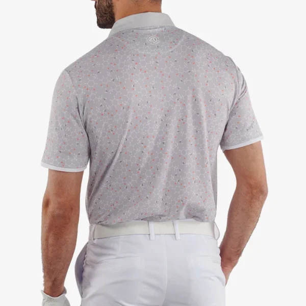 Galvin Green Mannix Polo Shirt - Cool Grey/Coral - Image 4