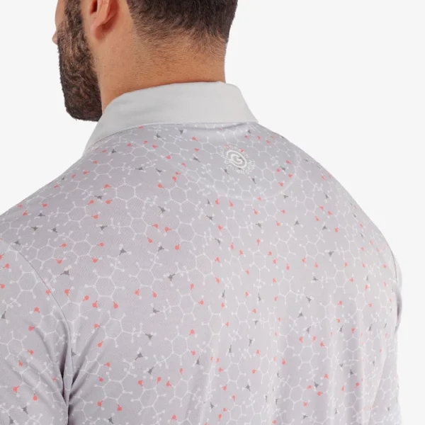 Galvin Green Mannix Polo Shirt - Cool Grey/Coral - Image 5
