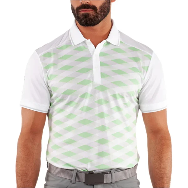Galvin Green Marlon Polo Shirt - White/Fresh Green - Image 3