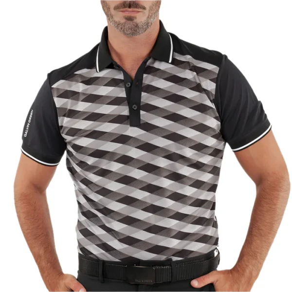 Galvin Green Marlon Polo Shirt - Black/Sharkskin - Image 3