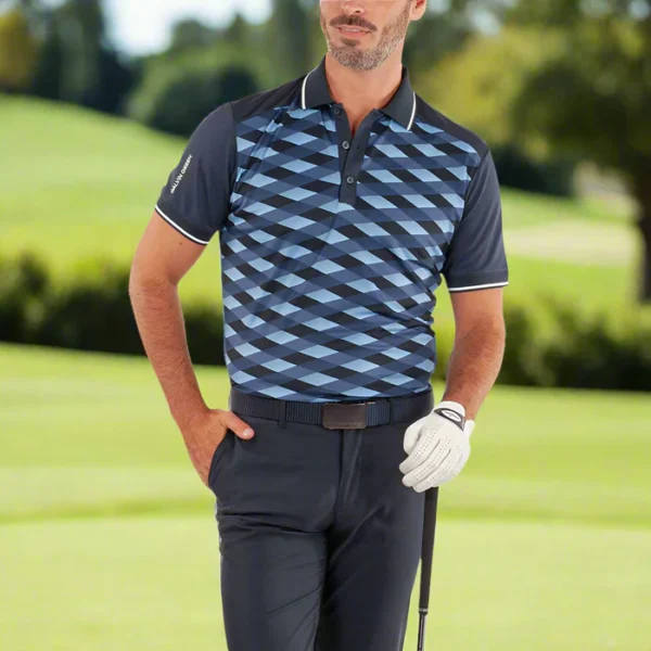 Galvin Green Marlon Polo Shirt - Navy/Moonlight Blue - Image 5
