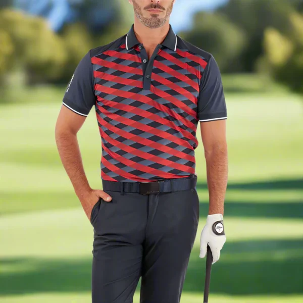 Galvin Green Marlon Polo Shirt - Navy/Red - Image 5