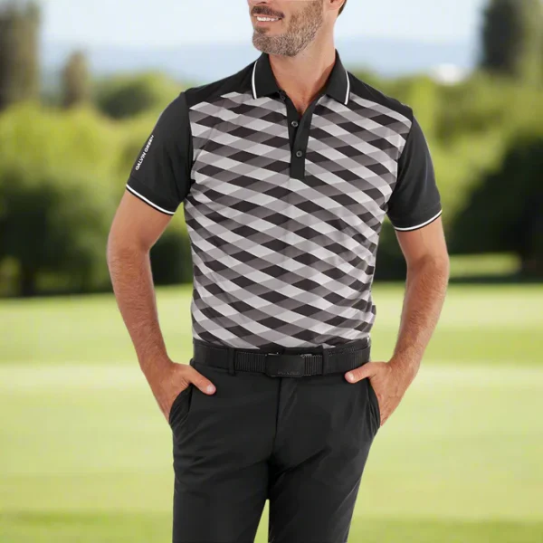 Galvin Green Marlon Polo Shirt - Black/Sharkskin - Image 5