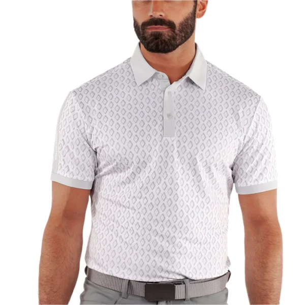 Galvin Green Maxwell Polo Shirt - Cool Grey/White - Image 3
