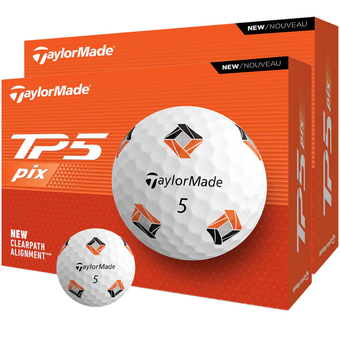TaylorMade TP5 Pix 3.0 Golf Balls - White - Double Dozen